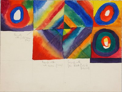 Estudos de cores com informações sobre a técnica de pintura, 1913. de Wassily Kandinsky