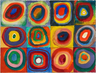 Estudo de cores. Quadrados com Círculos Concêntricos, 1913. de Wassily Kandinsky