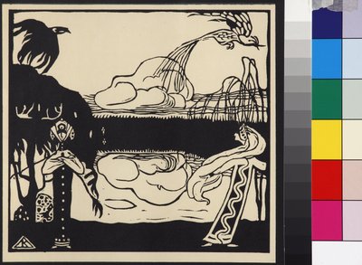 Deux oiseaux - Two Birds (Zwei Voegel), de Kandinsky, Wassily Vasilyevich (1866-1944). Corte de madeira de Wassily Kandinsky
