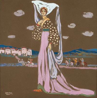 A Noite (A Senhora que Passeia) de Wassily Kandinsky