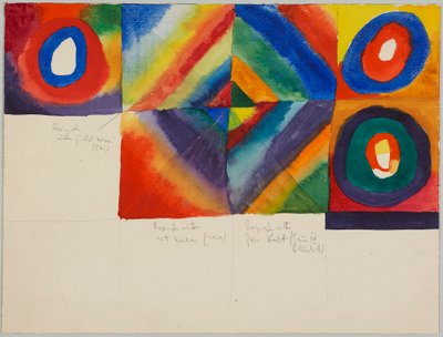 Estudos das cores com detalhes da técnica de pintura de Wassily Kandinsky