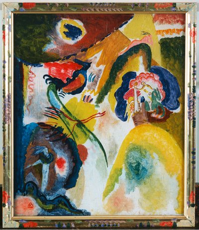 Pintura sobre vidro com cisne de Wassily Kandinsky