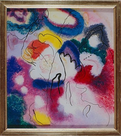 imagem de vidro com mancha vermelha de Wassily Kandinsky