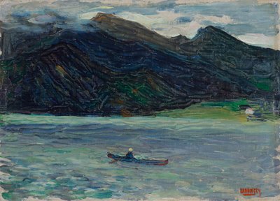 Kochel – lago com barco de Wassily Kandinsky