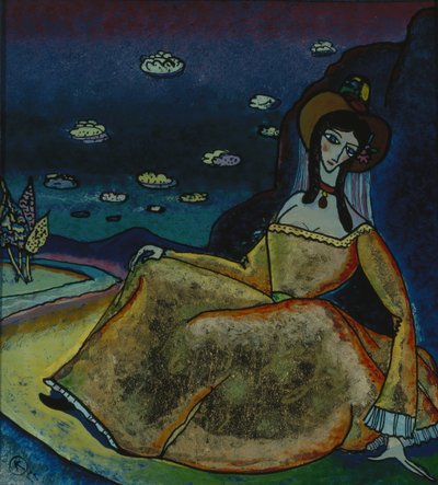 Senhora de vestido de ouro, 1917 de Wassily Kandinsky
