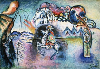 "O Cavaleiro (São Jorge de Lydda)" Pintura de Vassily Kandinsky (ou Wassily Kandinski ou Kandinskij de Wassily Kandinsky