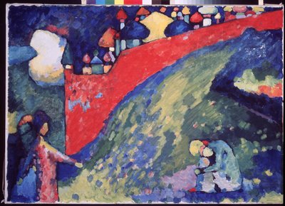 "Destino. Uma parede vermelha" (Fate. A red wall) Pintura de Vassily Kandinsky (ou Wassily Kandinski ou Kandinskij de Wassily Kandinsky