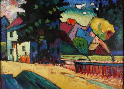 "Paisagem com uma casa verde" Pintura de Vassily Kandinsky (ou Wassily Kandinski ou Kandinskij de Wassily Kandinsky