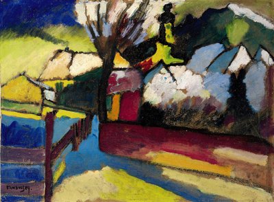 "Autumn Landscape with Tree" Pintura de Vassily Kandinsky (ou Wassily Kandinski ou Kandinskij de Wassily Kandinsky