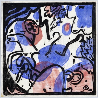 ""Três cavaleiros em vermelho, azul e preto"" Pintura de Wassily Kandinsky (ou Wassily Kandinski ou Kandinskij de Wassily Kandinsky
