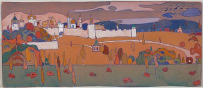 Cidade murada na paisagem de outono de Wassily Kandinsky