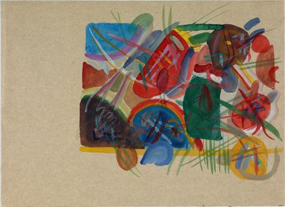 Aquarela Com floresta e arco-íris, 1913. de Wassily Kandinsky