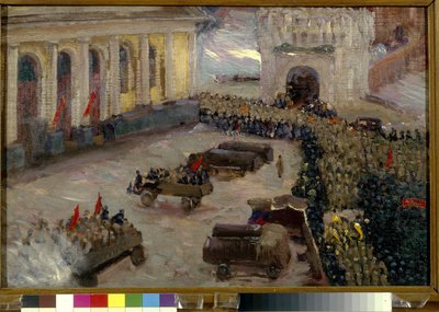 La revolution russe de fevrier 1917 a Moscou. (A Revolução de Fevereiro em Moscovo). Peinture de Vasili Nikitich Meshkov (Vassili Mechkov) (1868-1946) de Wassily Meshkov