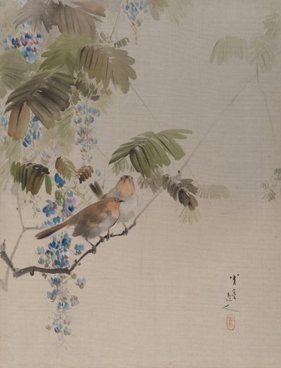 Pássaros e flores, ca. 1887 de Watanabe Seitei