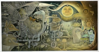 Creatures Appeared Out Of The Dark, 2010 (técnica mista sobre cartão) de Wayne Anderson