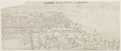 Uma vista do Southwark de St. Mary, olhando em direção a Westminster (caneta e tinta sobre grafite no papel) de Wenceslaus Hollar