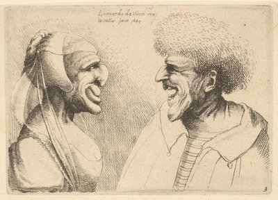 Um casal deformado frente a frente, 1645. de Wenceslaus Hollar