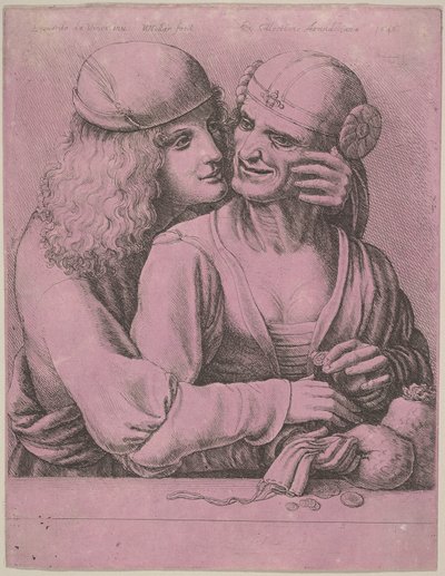 Um jovem acariciando uma velha, 1646. de Wenceslaus Hollar