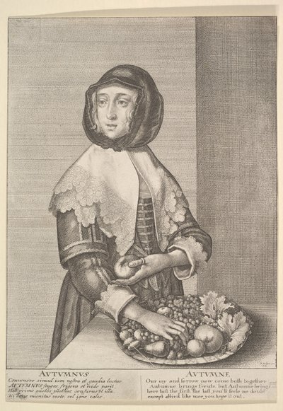 Autumnus - Outono Estações de três quartos, 1641. de Wenceslaus Hollar