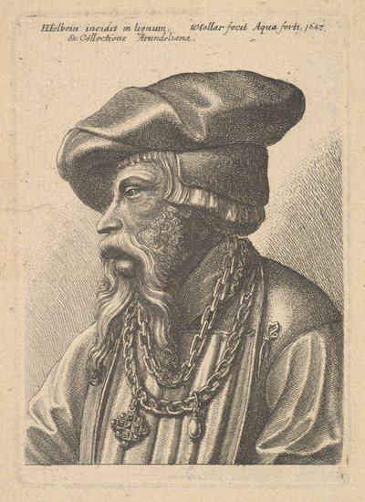 Homem barbudo com colar de correntes, 1647. de Wenceslaus Hollar