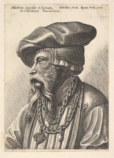 Homem barbudo com colar de corrente, 1647. de Wenceslaus Hollar