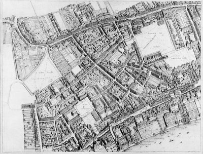 Aves-olho plano do distrito central ocidental de Londres, 1660-6 de Wenceslaus Hollar