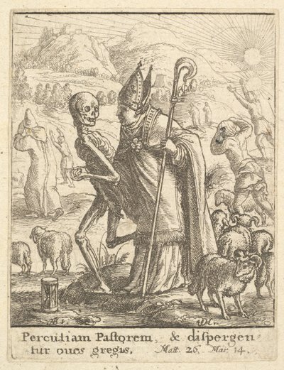 Bispo, da Dança da Morte, 1651. de Wenceslaus Hollar