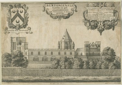 Abadia de Burton-upon-Trent: gravura em chapa de cobre, 1661 de Wenceslaus Hollar