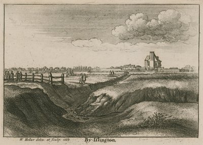 Por Islington, a nova cabeça do rio de Wenceslaus Hollar
