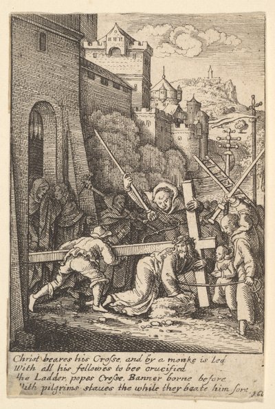 Carregando a cruz, 1625-77. de Wenceslaus Hollar