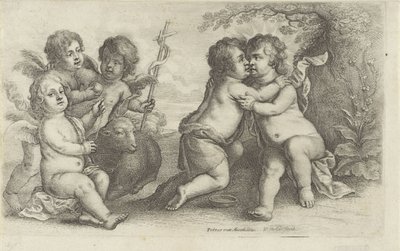 Cristo, João e três Querubins Peedopaegnion (título da série) de Wenceslaus Hollar