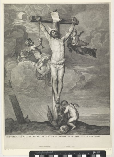 Cristo na cruz com os anjos de Wenceslaus Hollar