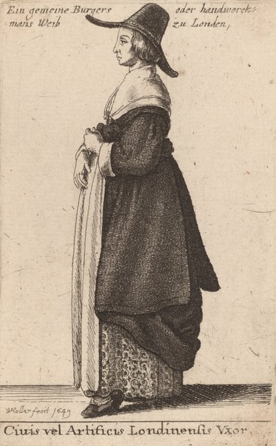 Ciuis vel Artificis Artificis Londinensis Vxor, 1643. de Wenceslaus Hollar