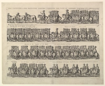 Procissão de coroação de Carlos II através de Londres, 1662. de Wenceslaus Hollar