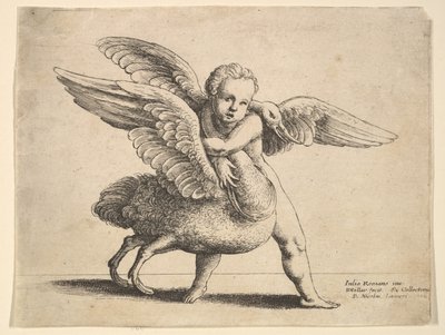 Cupido e o cisne, 1652. de Wenceslaus Hollar