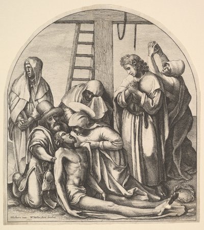 Descida da cruz, depois de Holbein, 1640. de Wenceslaus Hollar