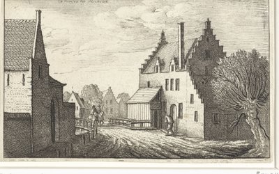 Rua da vila em Hemsen perto de Mechelen Vistas de cidades europeias (título da série) de Wenceslaus Hollar