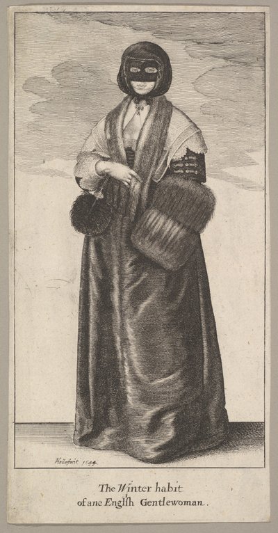 Traje inglês dama de inverno O hábito de inverno da ane inglesa Gentlewoman, 1644. de Wenceslaus Hollar