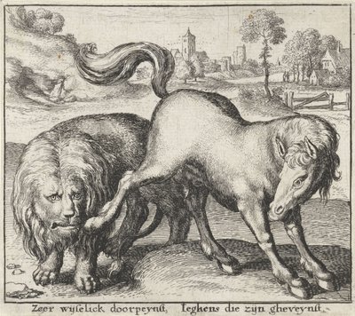 Fábula do leão e do garanhão
Fábulas (título da série) de Wenceslaus Hollar