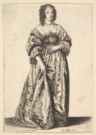 Figura de uma senhora em pé, 1625-77. de Wenceslaus Hollar