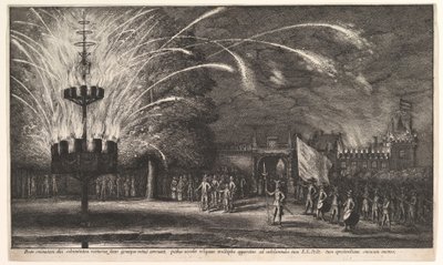 Fogos de artifício em Hemissem, 1625-77. de Wenceslaus Hollar