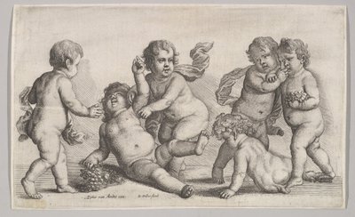 Cinco meninos e um sátiro, 1625-77. de Wenceslaus Hollar