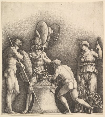 Sacrifício pagão de quatro figuras clássicas, 1638. de Wenceslaus Hollar