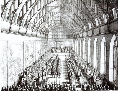 Festa da Jarreteira no St. George&39;s Hall, Windsor, na época de Carlos II, 1672 de Wenceslaus Hollar