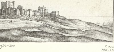 Vista do Castelo de Dover Dover Castle y West Side (título no objeto) Pontos turísticos da costa inglesa (título da série) de Wenceslaus Hollar