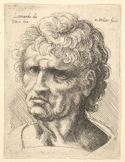 Chefe de um homem com expressão séria, 1625-77. de Wenceslaus Hollar