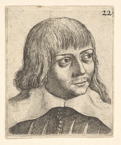 Cabeça de um jovem, ligeiramente virada para a direita, 1625-77. de Wenceslaus Hollar