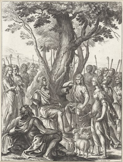 Pastor Meliboeus revê o jogo dos pastores Corydon e Thyrsis
Obras de Virgil (título da série) de Wenceslaus Hollar
