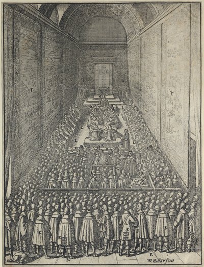 Câmara dos Lordes, Palácio de Westminster em Londres, c.1650 (gravura) de Wenceslaus Hollar