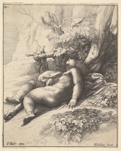 Hércules adormecido, 1625-77. de Wenceslaus Hollar